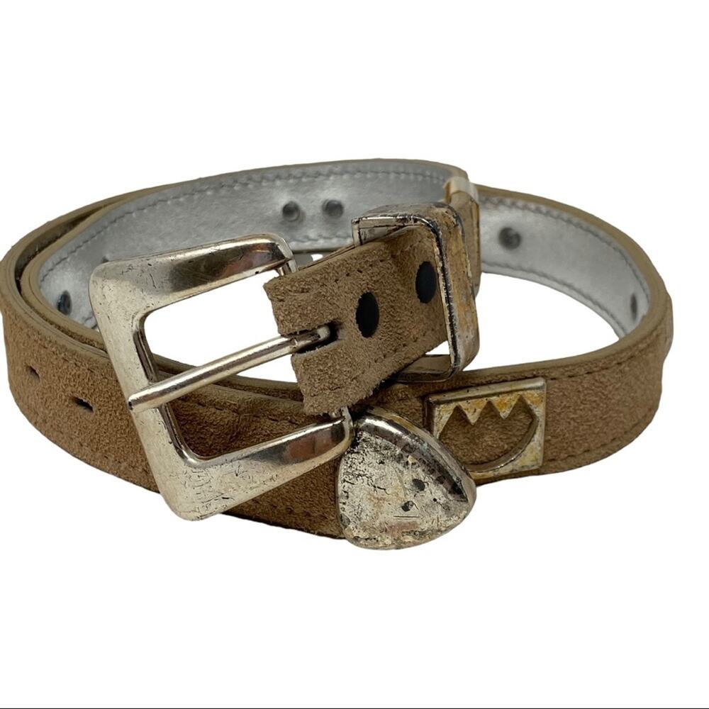 Vintage Roper Tan Leather Metal Concho Chamber Belt Size 28